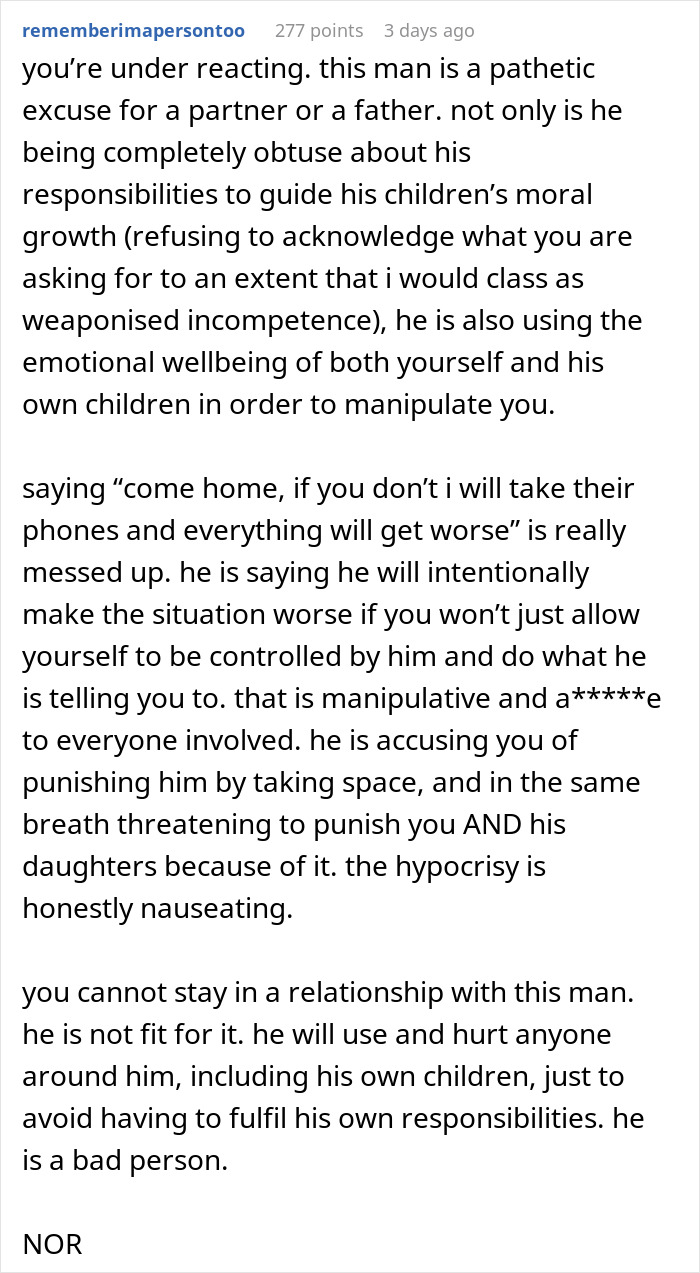 Screenshot of a viral online conversation discussing stepdaughters&rsquo; gift pushing a woman to her limits and husband manipulation.