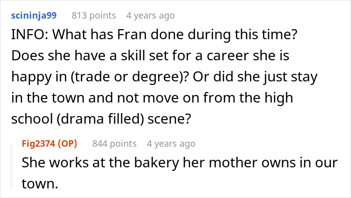 Reddit conversation about mom urging son not to marry girlfriend after high school and lingering grudge from girlfriend-turned-fiancée. Reddit conversation about mom urging son not to marry girlfriend after high school and lingering grudge from girlfriend-turned-fiancée.