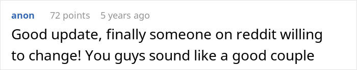 Reddit comment praising a couple for positive change, mentioning fiancé, wedding, friend, and money issues. Reddit comment praising a couple for positive change, mentioning fiancé, wedding, friend, and money issues.