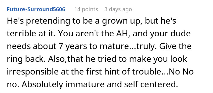 Comment expressing frustration over man showing true colors after assuming fianc&eacute;e is pregnant, causing shock and humiliation.