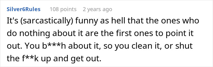 Comment text on Reddit about frustration and responsibility related to wife deciding to live life like her husband.