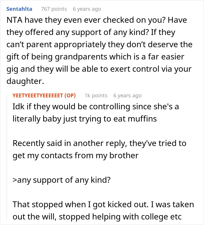 Reddit discussion about woman refusing to let parents see her baby due to events from 15 years ago. Reddit discussion about woman refusing to let parents see her baby due to events from 15 years ago.