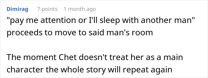 Text post showing a comment about a guy suspecting his girlfriend cheating with his roommate and their interactions.