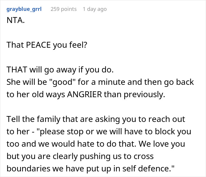 Comment discussing peace lost due to evil lady&rsquo;s mistreatment and family conflict after hospital incident.