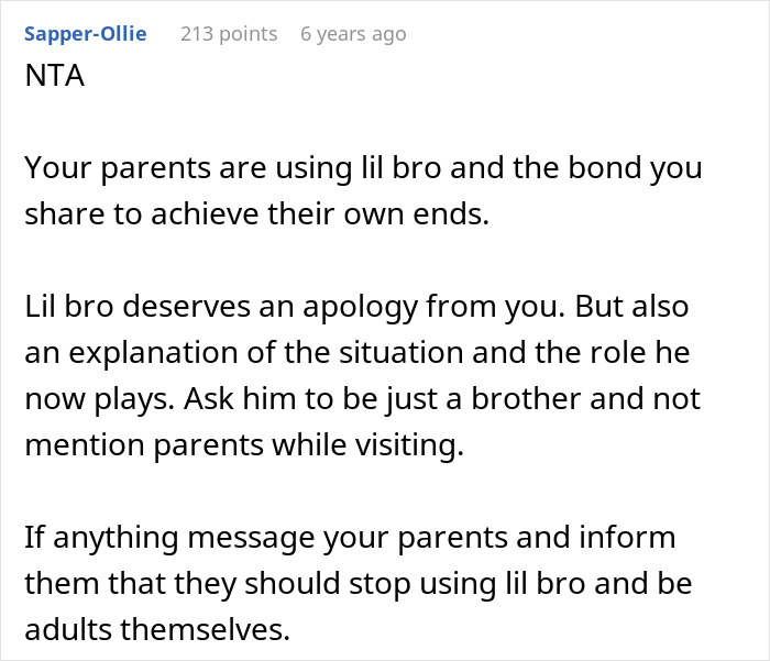 Comment discussing a woman refusing to let parents see her baby due to events from 15 years ago. Comment discussing a woman refusing to let parents see her baby due to events from 15 years ago.