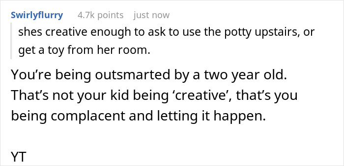Comment on dad being outsmarted by toddler, highlighting dad can’t manage to keep toddler from mom so she can study. Comment on dad being outsmarted by toddler, highlighting dad can’t manage to keep toddler from mom so she can study.