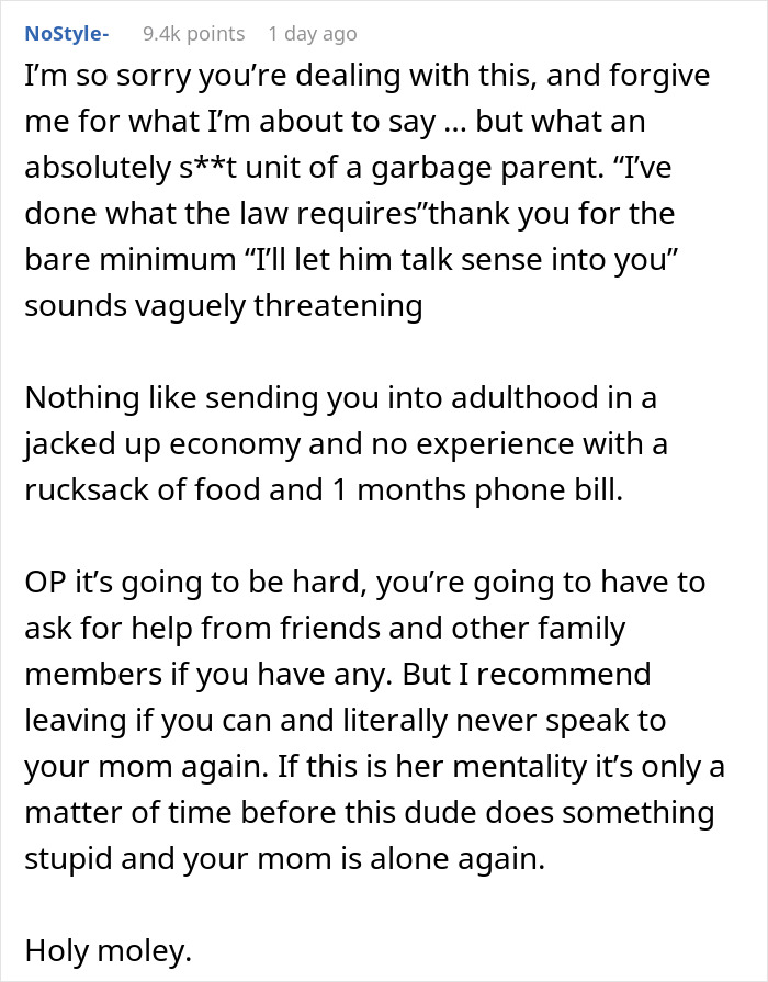 Comment discussing a mom throwing her child out on the street, highlighting legal and emotional struggles faced. Comment discussing a mom throwing her child out on the street, highlighting legal and emotional struggles faced.