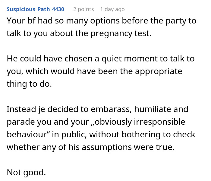 Reddit comment criticizes man who shows true colors after assuming fiancée is pregnant, leaving her shocked and humiliated in public. Reddit comment criticizes man who shows true colors after assuming fiancée is pregnant, leaving her shocked and humiliated in public.