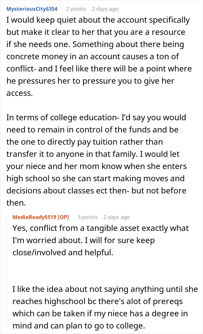 Reddit conversation discussing a woman worried about her sister becoming a tradwife and starting a secret fund. Reddit conversation discussing a woman worried about her sister becoming a tradwife and starting a secret fund.