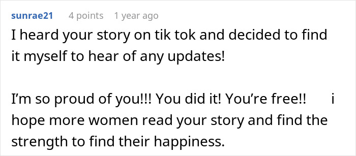 Comment expressing pride in a wife who chooses to live life like her husband, inspiring others to find happiness.