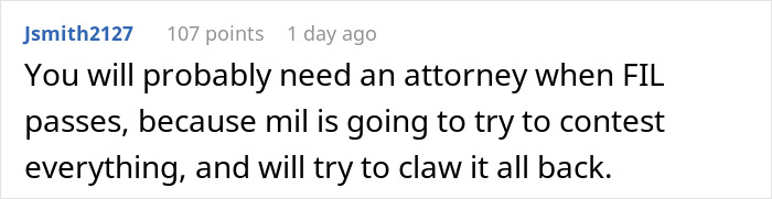 Screenshot of Reddit comment warning to hire an attorney as Greedy Mom will contest inheritance plans Screenshot of Reddit comment warning to hire an attorney as Greedy Mom will contest inheritance plans