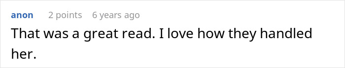 Screenshot of an online comment praising how the HOA president who couldn&rsquo;t live with failed power-trip harassment was handled.