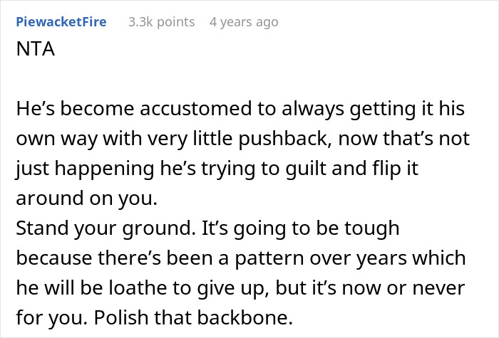 Comment discussing a woman refusing to move again after decades relocating for husband’s career, advising to stand firm. Comment discussing a woman refusing to move again after decades relocating for husband’s career, advising to stand firm.