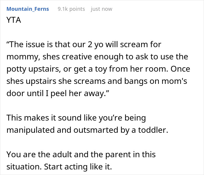 Alt text: Dad struggling to keep toddler away from mom who needs to study, showing he’s being outsmarted by a 2-year-old child.