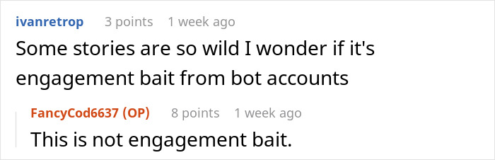Online discussion with users debating if a story about a guy horrified after witnessing girlfriend spitting in his food is real. Online discussion with users debating if a story about a guy horrified after witnessing girlfriend spitting in his food is real.