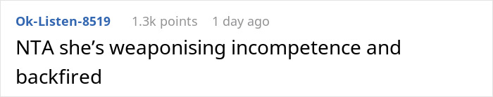 Screenshot of online comment saying wife is furious after husband embarrasses her in front of her parents, discussing lesson taught. Screenshot of online comment saying wife is furious after husband embarrasses her in front of her parents, discussing lesson taught.