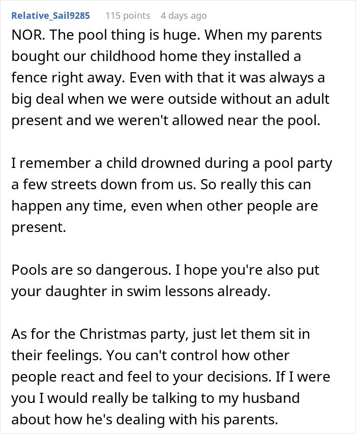 Comment discussing in-laws refusing to take grandchild’s safety seriously leading to a ban on babysitting. Comment discussing in-laws refusing to take grandchild’s safety seriously leading to a ban on babysitting.