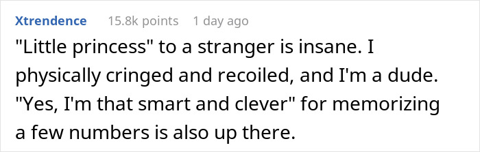 Screenshot of an online comment discussing a strange guy relationship bar and sharing personal reactions to odd behavior.