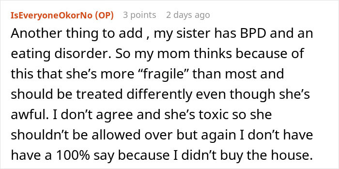 Comment discussing a woman with mental health issues described as fragile and toxic in a family dispute over treatment. Comment discussing a woman with mental health issues described as fragile and toxic in a family dispute over treatment.