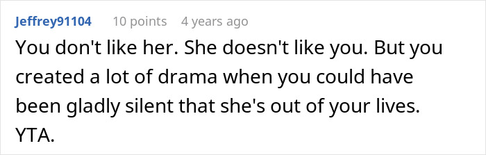 Screenshot of a user comment discussing drama and tension about ruining family relationship lying MIL issues. Screenshot of a user comment discussing drama and tension about ruining family relationship lying MIL issues.
