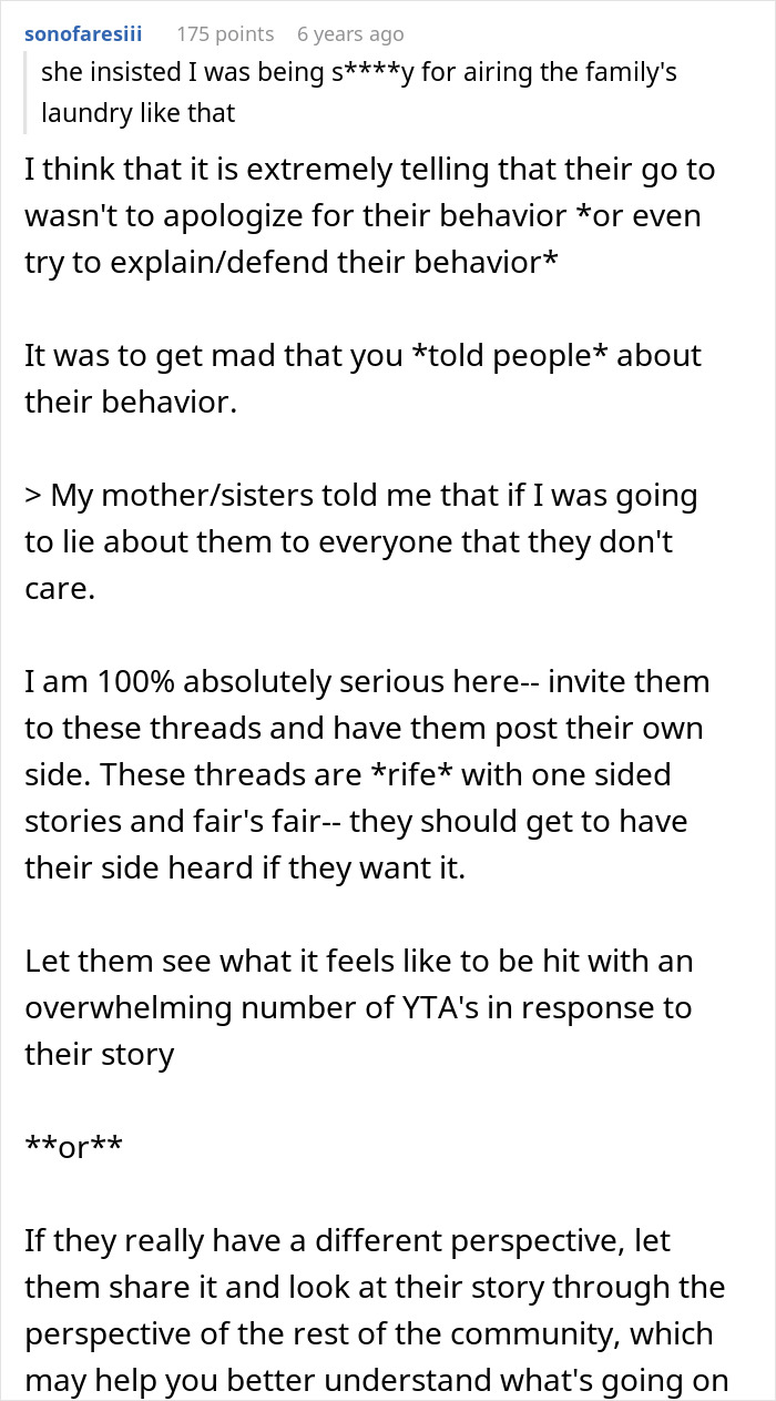 Reddit user comments on family drama and immaturity after being excluded from girl days, expressing frustration and calling for fairness.