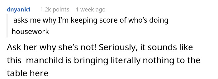 Text conversation discussing a mom and boyfriend in food drama over housework responsibilities and contributions. Text conversation discussing a mom and boyfriend in food drama over housework responsibilities and contributions.