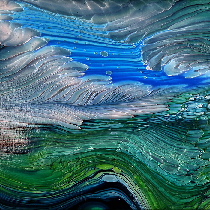 Where The Current Slows: Relaxing Acrylic Pour Painting