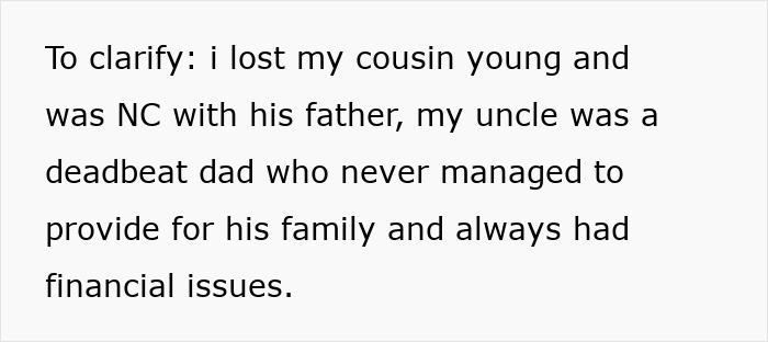 Text post explaining a deadbeat uncle expecting his niece to be his retirement plan despite financial struggles.