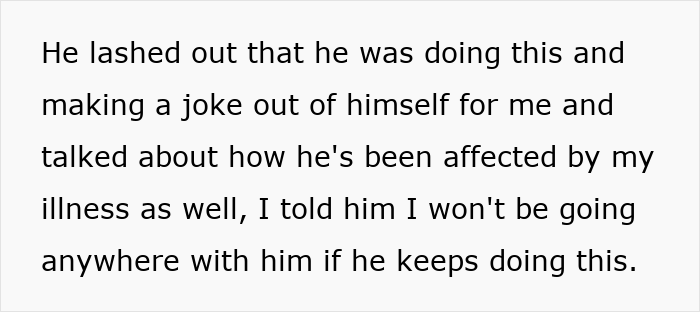 Screenshot of text about husband cancer diagnosis excuses, partner upset and refusing to stay if he continues Screenshot of text about husband cancer diagnosis excuses, partner upset and refusing to stay if he continues