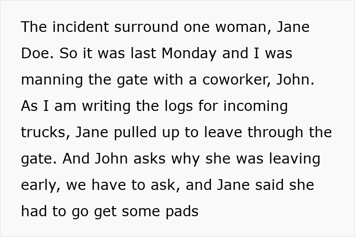 Text excerpt describing a workplace incident involving a man turning coworkers against a woman who reported him to HR.