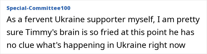 User comment expressing frustration over Timothée Chalamet's tone deaf message to fans in Ukraine amid ongoing crisis. User comment expressing frustration over Timothée Chalamet's tone deaf message to fans in Ukraine amid ongoing crisis.