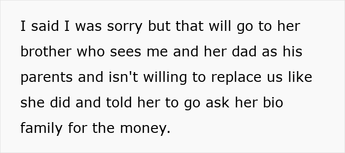 Selfish lady ignoring adopted family while bonding with biological family, only contacting adopters when she needs money