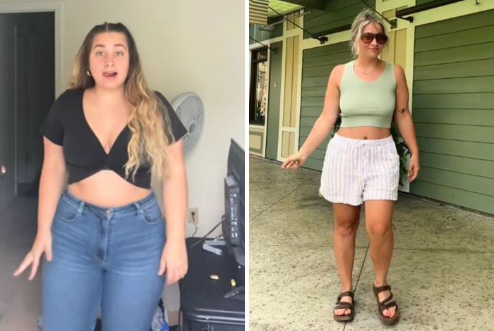 Side-by-side before and after photos showing a woman’s confident divorce makeover and personal transformation results.