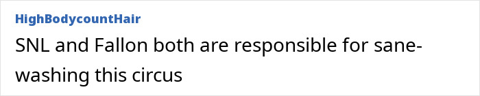Screenshot of a comment criticizing SNL and Fallon for sane-washing, related to Michael Che's ICE joke on SNL.