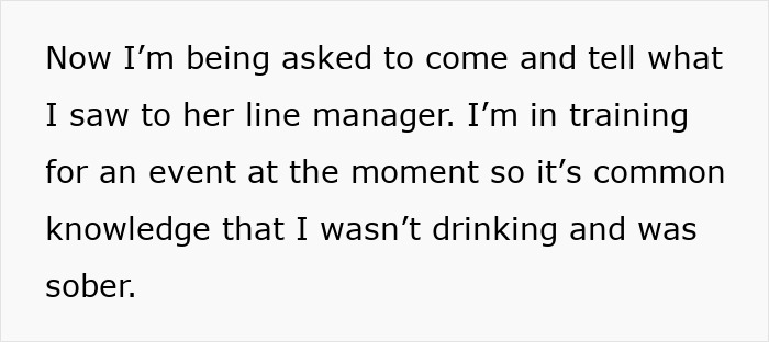Text excerpt about a woman’s actions sparking a double-standard debate at work discussed by employee in training. Text excerpt about a woman’s actions sparking a double-standard debate at work discussed by employee in training.