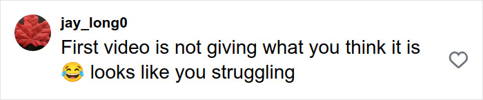 Comment on social media post criticizing a video, mentioning struggling and misunderstandings in a lighthearted tone.