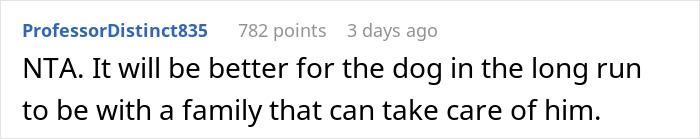 Comment on a forum post showing concern about a dog&rsquo;s wellbeing as a woman threatens to take ex&rsquo;s dog to a shelter.