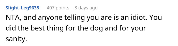 Comment from a woman unable to handle her ex&rsquo;s dog, threatening to take it to a shelter while he remains passive.