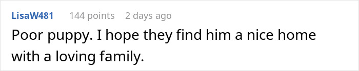 Comment about woman struggling with ex&rsquo;s dog, threatening shelter, and ex&rsquo;s indifferent reaction in online discussion.