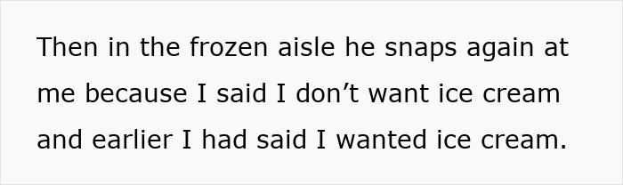 Text image showing a personal story about a guy snapping in the frozen aisle during food shopping due to triggering issues. Text image showing a personal story about a guy snapping in the frozen aisle during food shopping due to triggering issues.