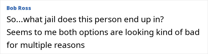 Screenshot of a forum comment by Bob Ross questioning jail options in the controversy over media coverage of trans chef. Screenshot of a forum comment by Bob Ross questioning jail options in the controversy over media coverage of trans chef.