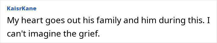 Comment on a screen with text expressing sympathy for Tommy Lee Jones's daughter case and family during the grief.