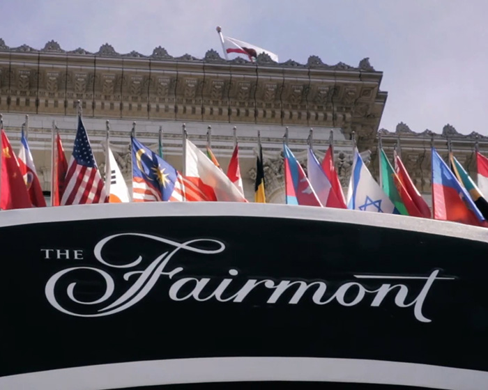 The Fairmont hotel entrance with multiple international flags, related to mystery surrounding Victoria, Tommy Lee Jones’ daughter. The Fairmont hotel entrance with multiple international flags, related to mystery surrounding Victoria, Tommy Lee Jones’ daughter.