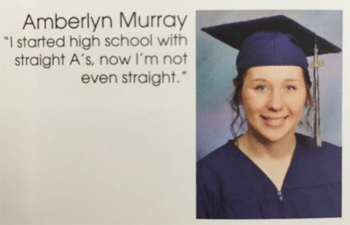 Yearbook quote from a student in a graduation cap, showcasing humor in wild yearbook quotes by students.