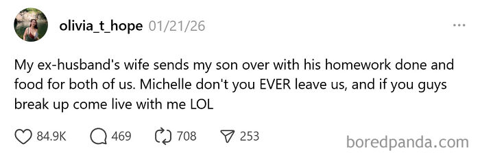 Screenshot of a tweet highlighting unintentionally comedic moments of parenting involving homework and family dynamics.