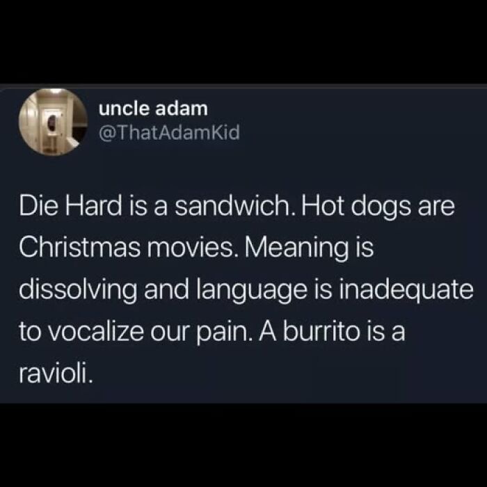 Social media post humorously illustrating people breaking their brain trying to understand confusing language and meaning.