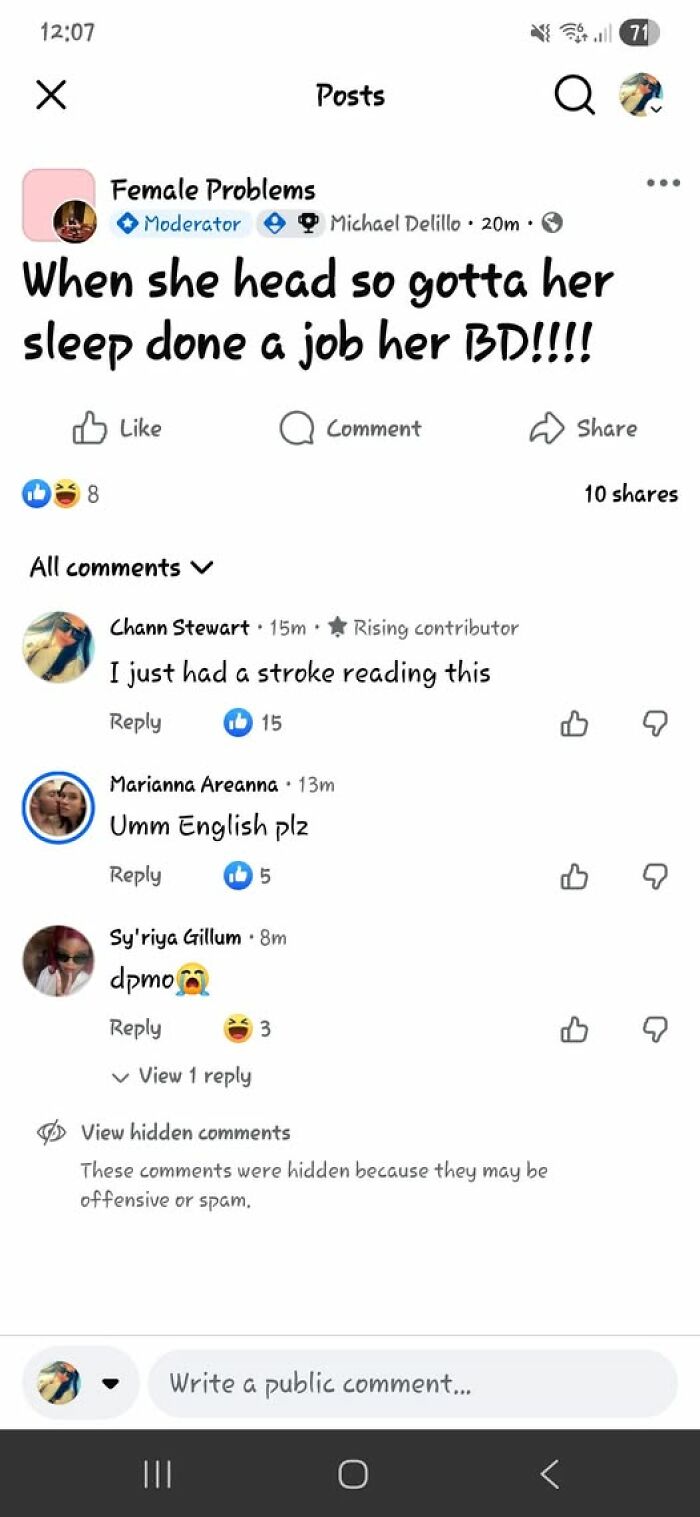 Social media post with confusing text causing people to break their brain trying to understand what they read.