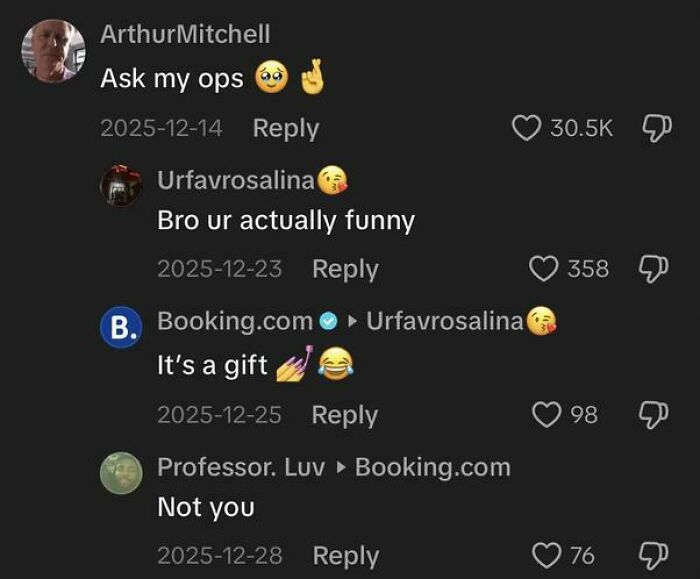 Screenshot of weird and funny TikTok comments with reactions and emojis on a dark background.
