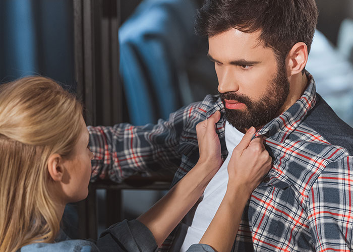 Woman and man in tense confrontation, highlighting the woman’s award winning act unraveling after evidence is revealed. Woman and man in tense confrontation, highlighting the woman’s award winning act unraveling after evidence is revealed.