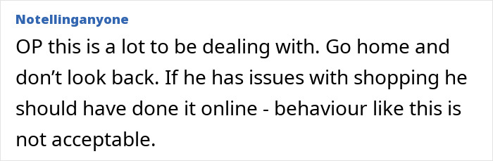 Screenshot of an online comment discussing how food shopping triggers a guy and his girlfriend’s reaction to it. Screenshot of an online comment discussing how food shopping triggers a guy and his girlfriend’s reaction to it.